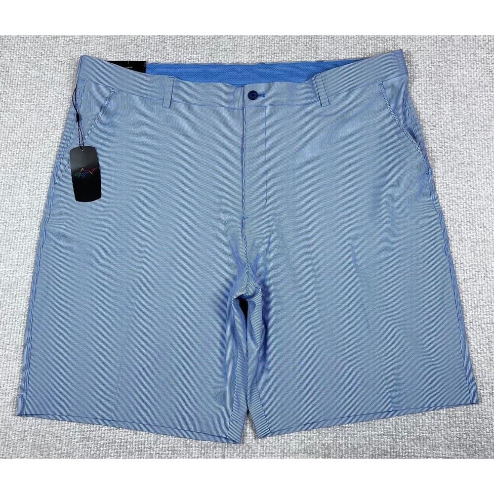 NEW Greg Norman Performance Stretch Golf Shorts Men's 42 (42x9) Blue Pinstripe